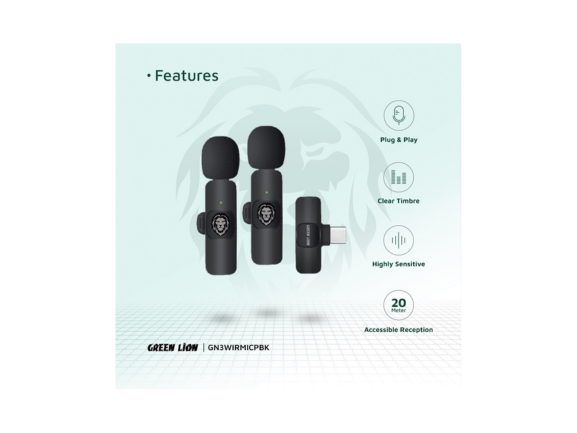 Green Lion 3 in 1 Wireless Microphone - Black | Bluetooth, Karaoke Green Lion 3 in 1 Wireless Microphone - Black | Bluetooth, Karaoke